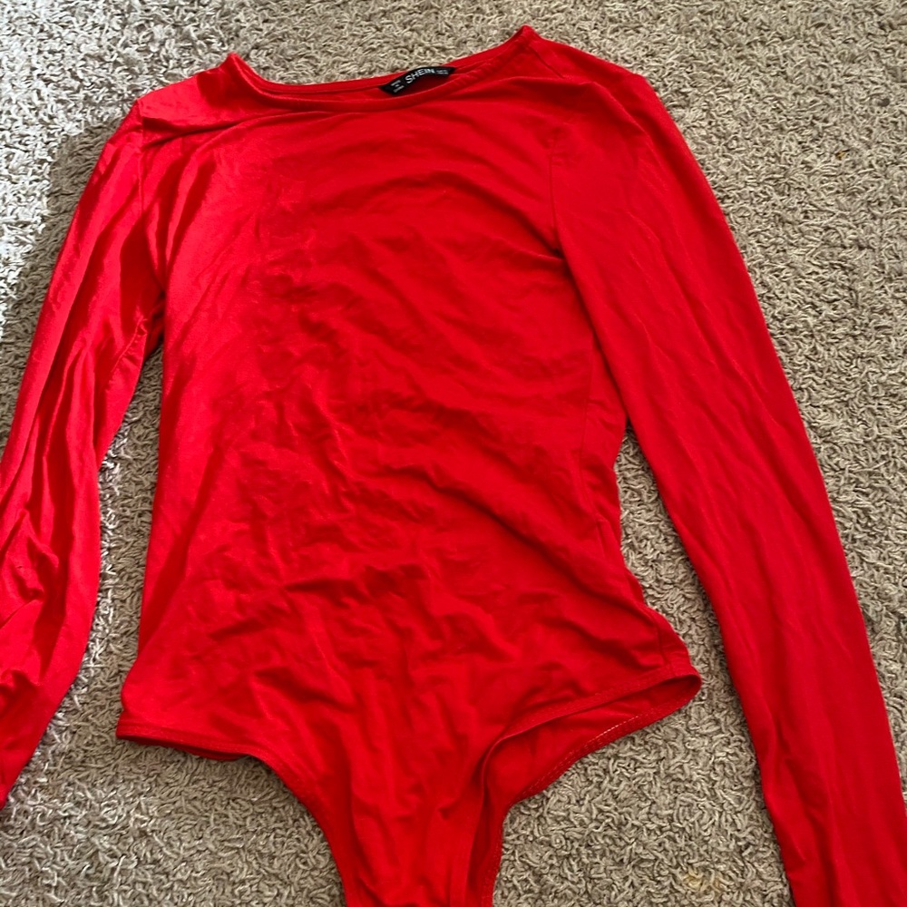bright red bodysuit